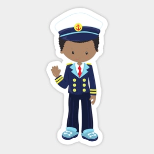 African American Boy, Boat Captain, Skipper, Sea Sticker